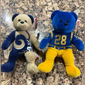 Marshall Faulk #28 and St Louis Rams Pigskins Team Plush Bear Set